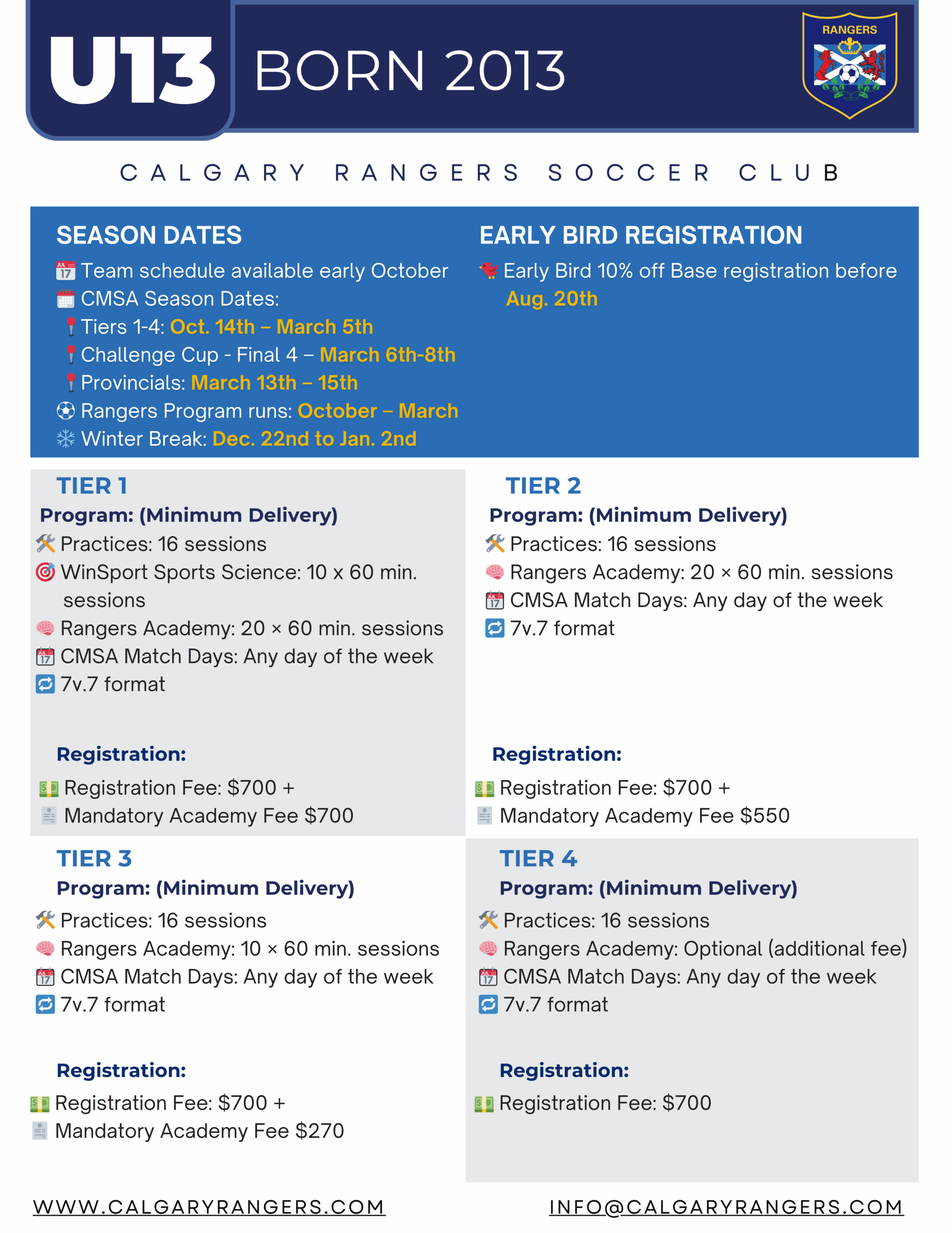 U13 Calgary Soccer Registration