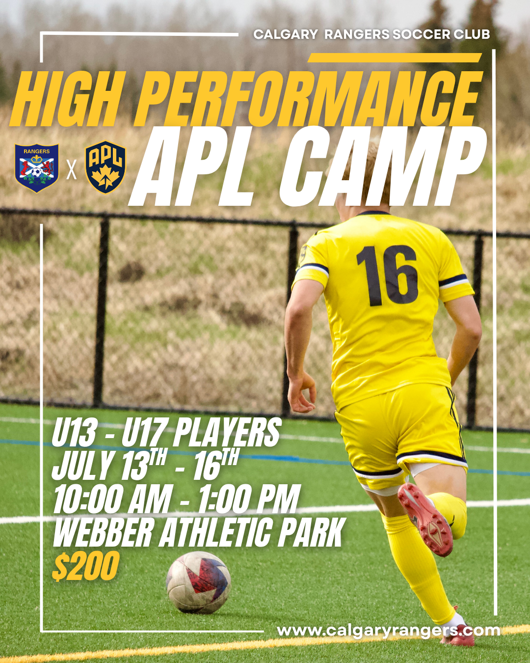 APL High Performance soccer camp in Calgary for youth players training at a competitive level