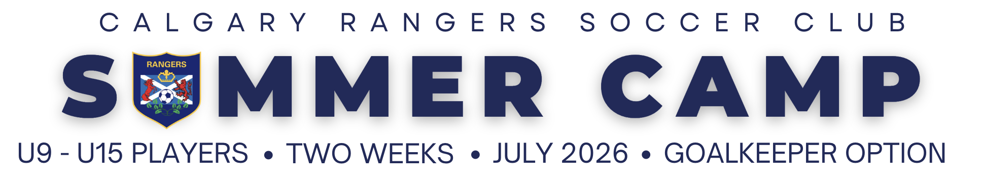 Calgary Rangers Summer Soccer Camp banner for U9 to U17 players in Calgary
