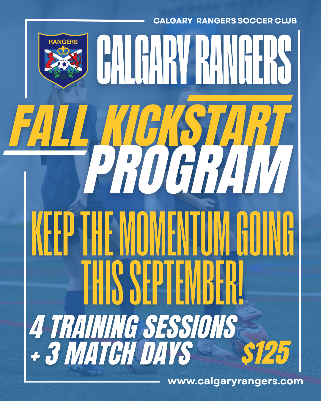 Calgary Rangers Fall Kickstart soccer program at Coach Hill for youth players training in September