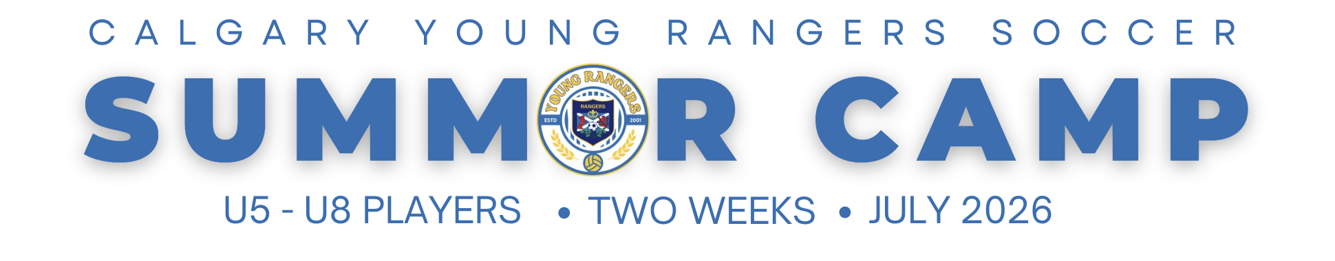 Young Rangers Summer Soccer Camp banner for U5 to U8 soccer players in Calgary