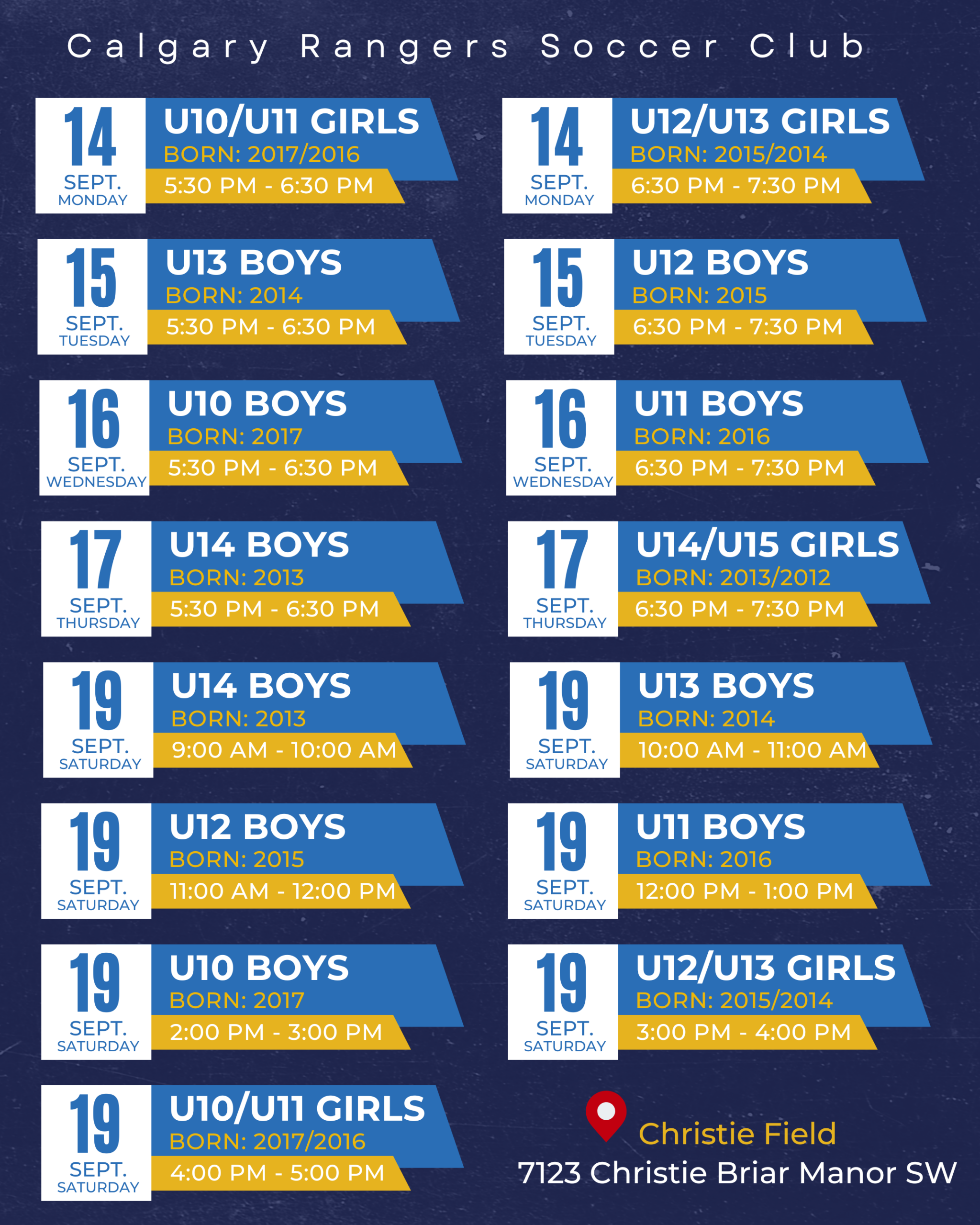 Calgary Rangers CMSA Indoor 2026-2027 soccer evaluations for U10 to U20 players in Calgary.