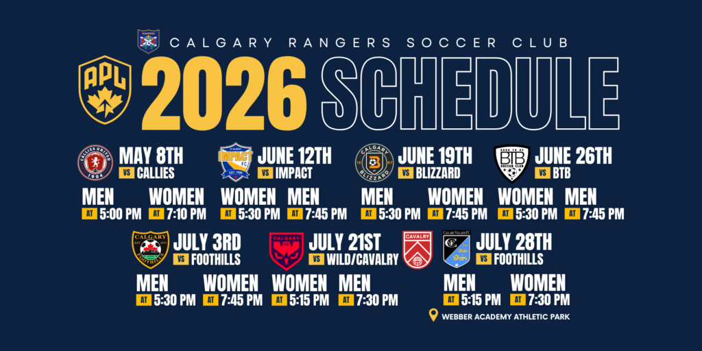 Calgary Rangers and Alberta Premier League logos for the 2026 APL season
