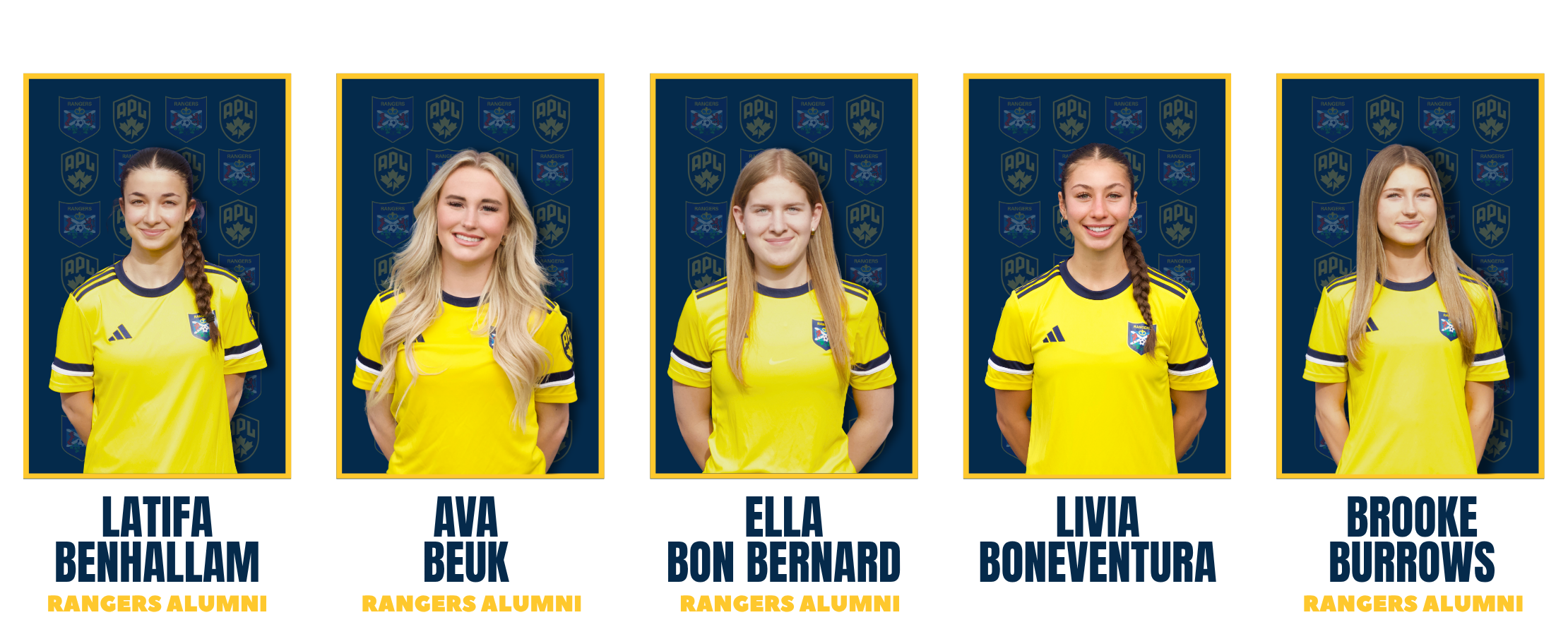 Calgary Rangers Women's APL players posing for team headshots