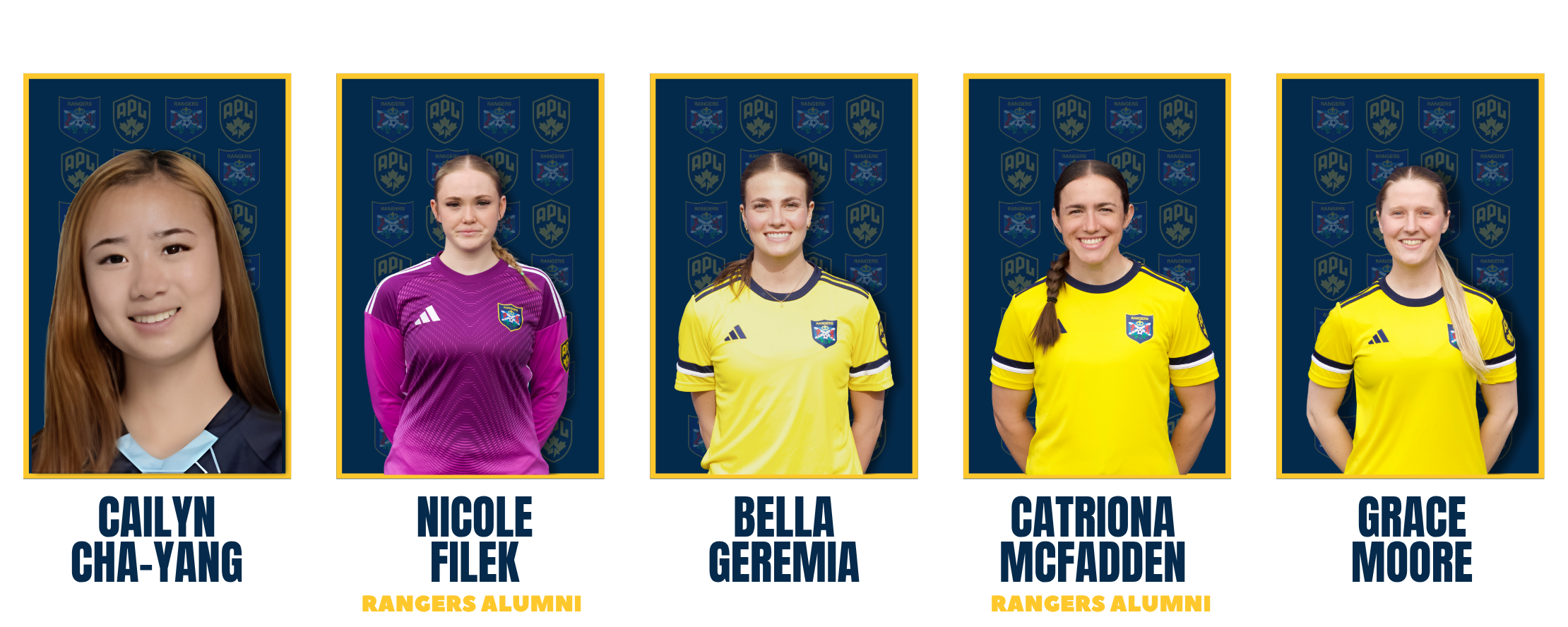 Calgary Rangers Women's APL players posing for team headshots