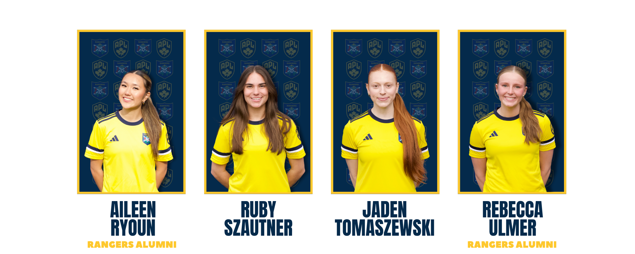 Calgary Rangers Women's APL players posing for team headshots