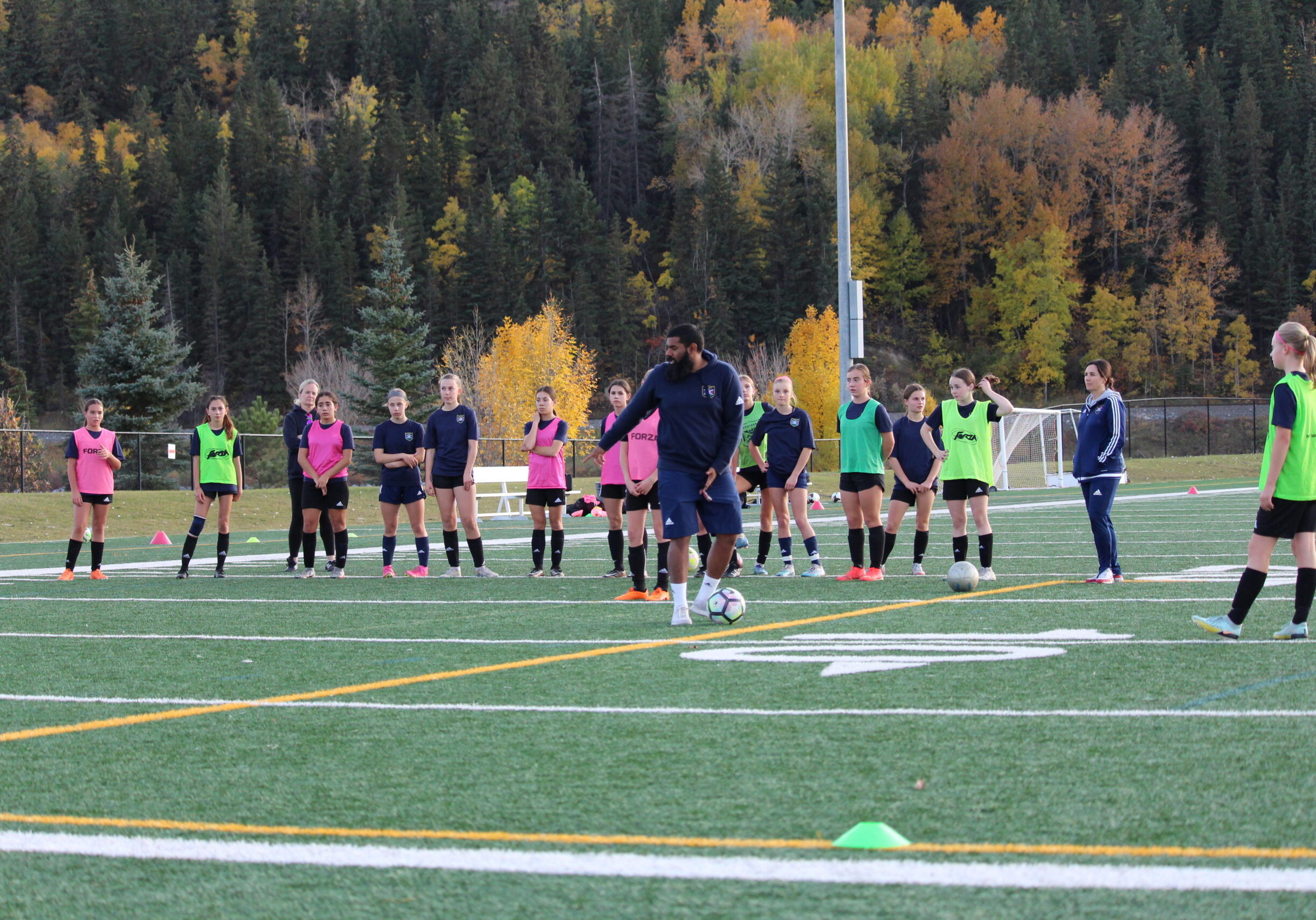 Calgary youth soccer club CMSA program U9 to U19 players training